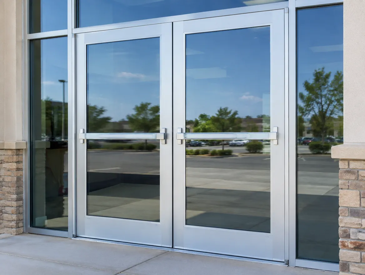 Aluminum-framed commercial glass entry doors