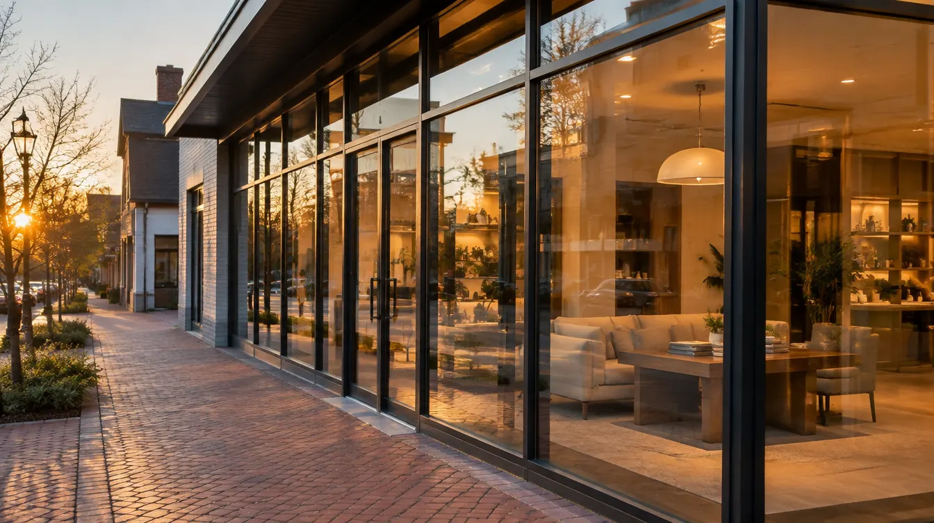 Modern commercial glass storefront installed by RPM Glass
